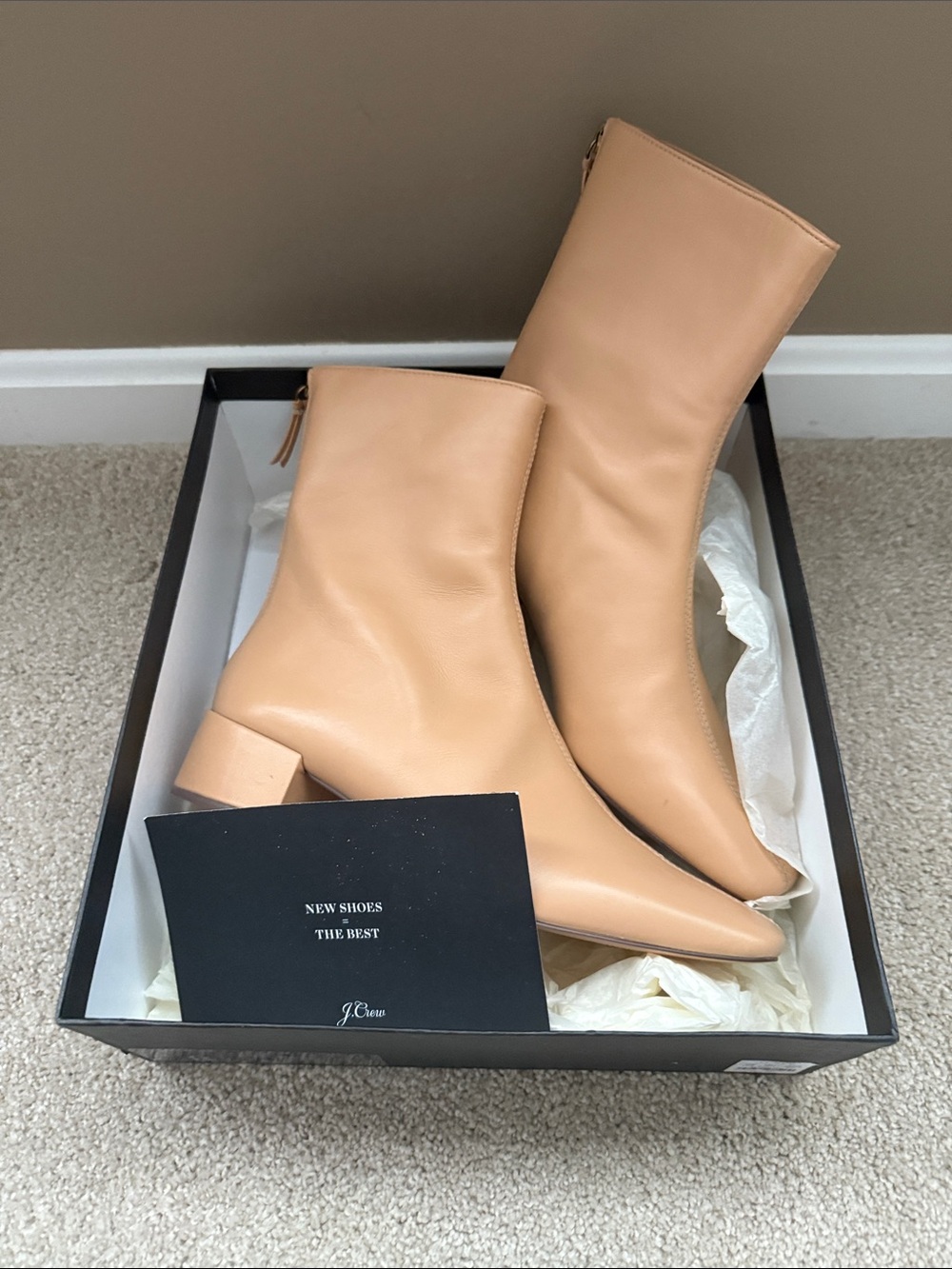 J Crew Soft Leather Boot - Light Caramel (Size 8)